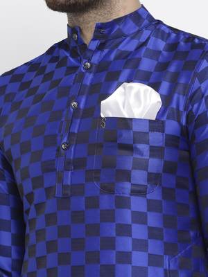 Blue plain polyester kurta-sets 5