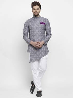 Blue printed cotton kurta-sets 1