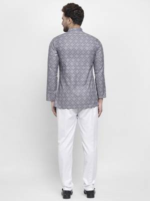 Blue printed cotton kurta-sets 4