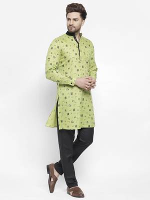 Green printed cotton kurta-sets 2