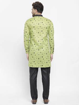 Green printed cotton kurta-sets 4