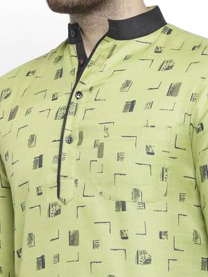 Green printed cotton kurta-sets 5