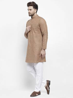 Brown plain cotton kurta-sets 3