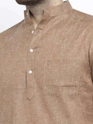 Brown plain cotton kurta-sets 5
