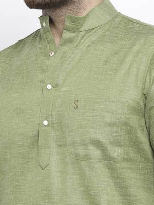 Green plain cotton kurta-sets 5