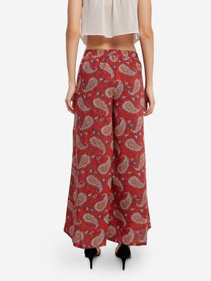 Maroon printed cotton palazzo-pants 3