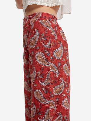Maroon printed cotton palazzo-pants 5