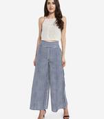 Blue printed cotton palazzo-pants