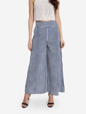 Blue printed cotton palazzo-pants 2