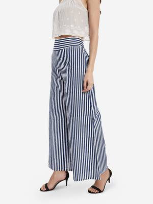 Blue printed cotton palazzo-pants 4