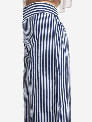 Blue printed cotton palazzo-pants 5
