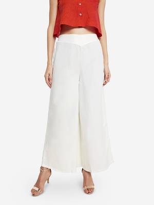 White plain cotton palazzo-pants 2