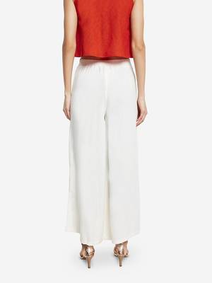 White plain cotton palazzo-pants 3