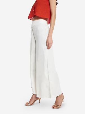 White plain cotton palazzo-pants 4