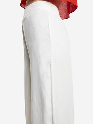 White plain cotton palazzo-pants 5