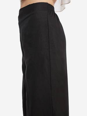 Black plain cotton palazzo-pants 5