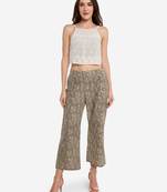 Grey plain cotton palazzo-pants