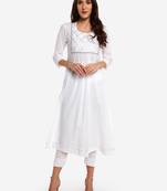 White plain art silk long-kurtis