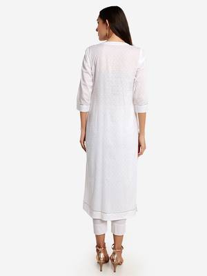 White plain art silk long-kurtis 3