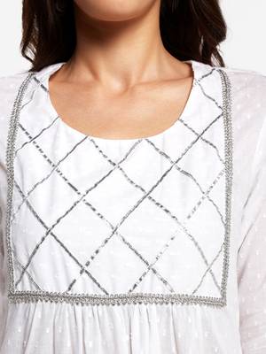 White plain art silk long-kurtis 5