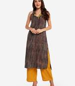 Multicolor plain art silk long-kurtis