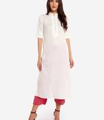 White plain art silk long-kurtis