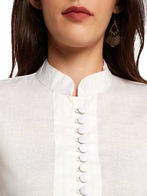 White plain art silk long-kurtis 5