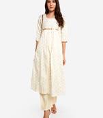White plain art silk long-kurtis