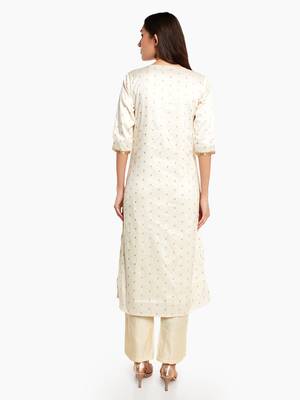 White plain art silk long-kurtis 3