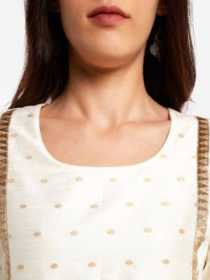 White plain art silk long-kurtis 5