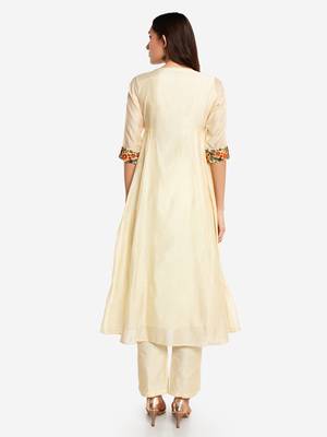 White embroidered art silk long-kurtis 3