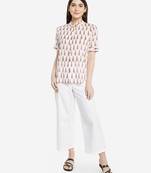 White printed cotton western-wear