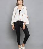 White printed cotton cotton-tops