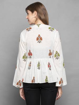 White printed cotton cotton-tops 3