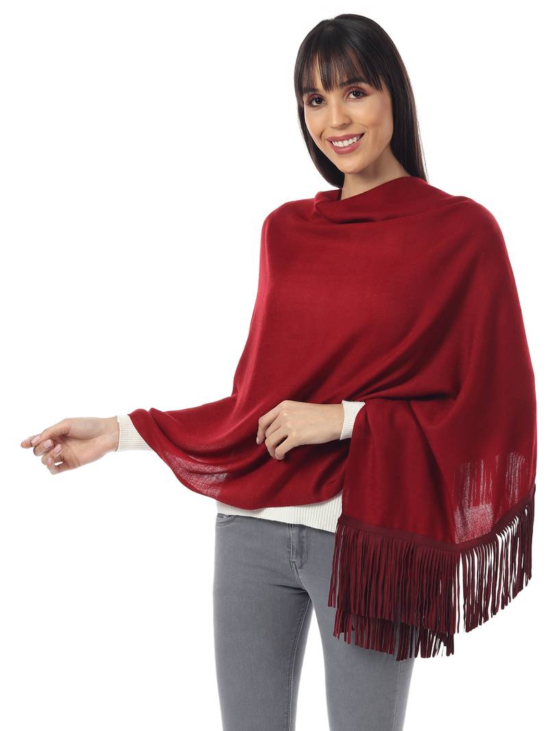 Wool stoles with Suede Tassel