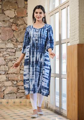 KAAJH Blue Tie Dye Printed Cotton Kurta 1