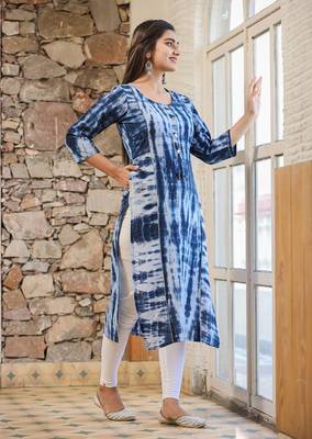 KAAJH Blue Tie Dye Printed Cotton Kurta 3