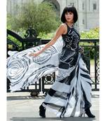 Black And White Safari georgette digital printed_sarees