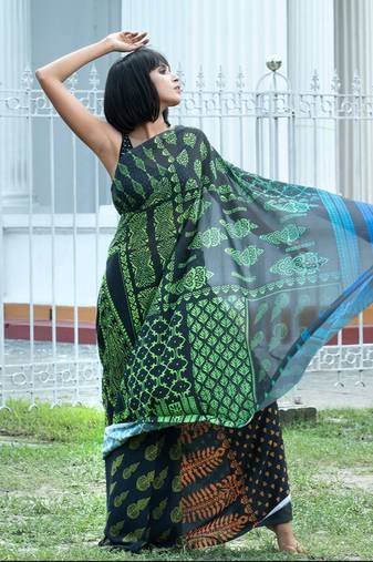 Indian Stencil georgette digital printed_sarees