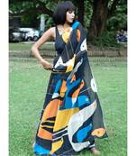 Navy Blue Songbird georgette digital printed_sarees