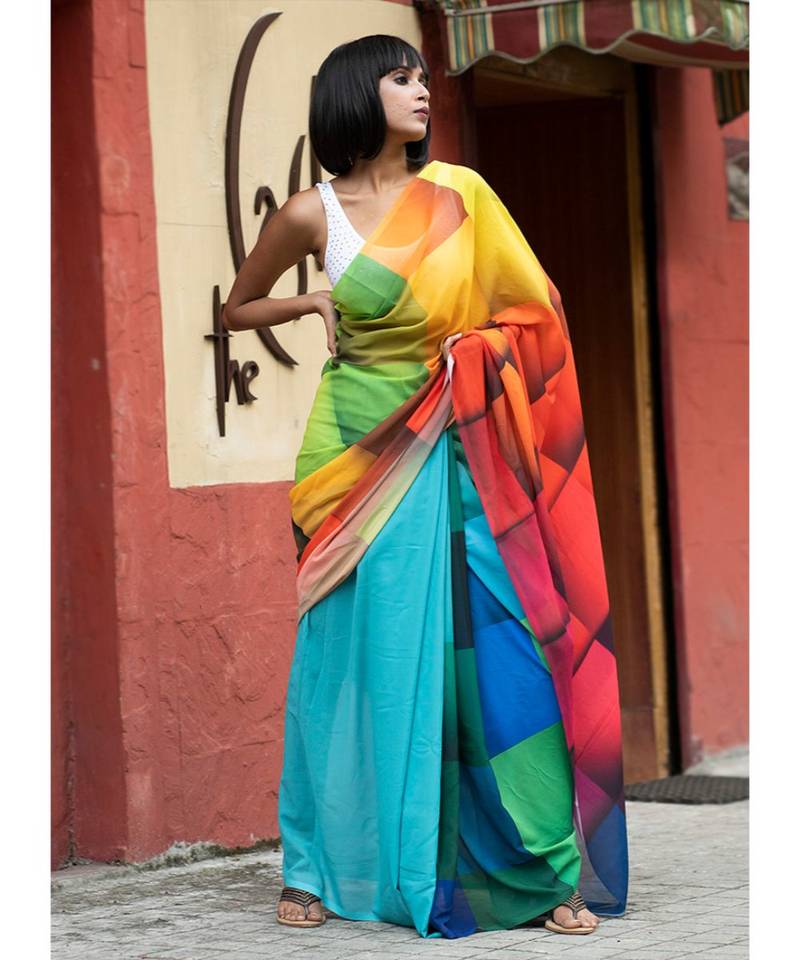Sunshine Kaleidoscope georgette_sarees
