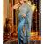 Blue Ombre Blended Georgette Saree With Golden Printed Stripes georgette_sarees
