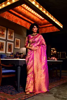 Aurima Nylon Silk Embroidered Saree For