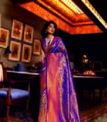 Aurima Nylon Silk Embroidered Saree For