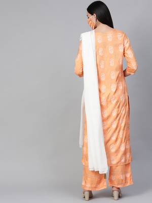 Orange printed cotton kurtas-and-kurtis 2
