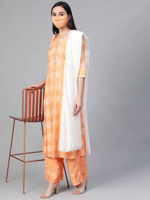 Orange printed cotton kurtas-and-kurtis 3
