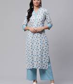 White printed cotton kurtas-and-kurtis