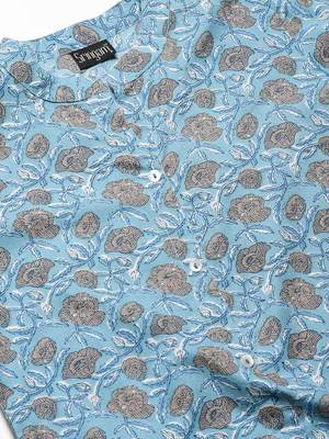 Blue printed cotton kurtas-and-kurtis 5