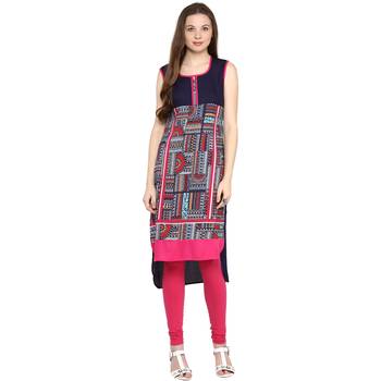 Multicolor plain viscose rayon ethnic-kurtis 1