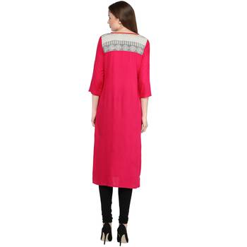 Pink plain viscose rayon ethnic-kurtis 2